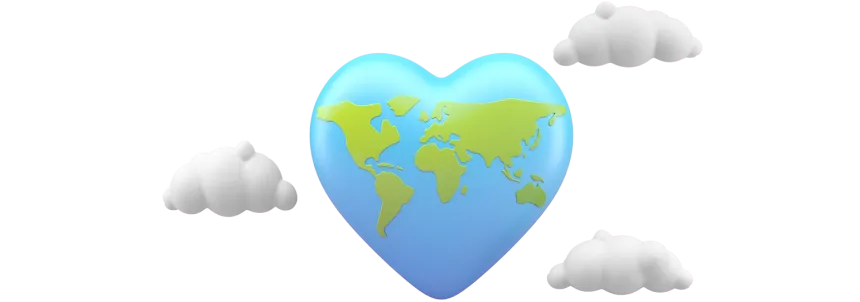 Global heart 3d icon