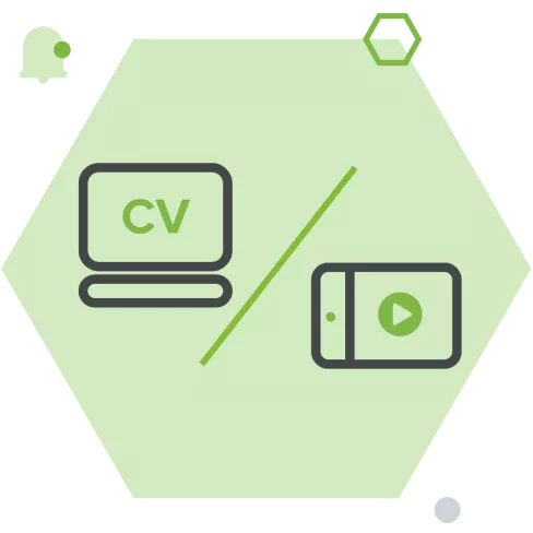 Icons showing a CV and Video preview