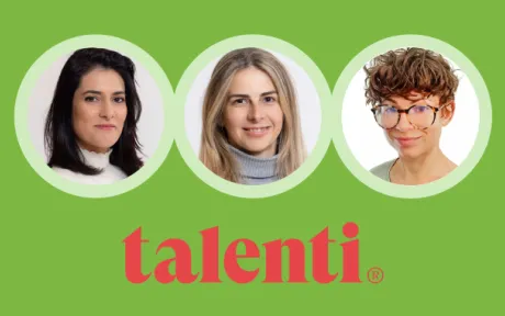 Photos of the women leading our Tech teams with the logo of our partner Talenti, a digital platform that empowers women in the recruitment process.